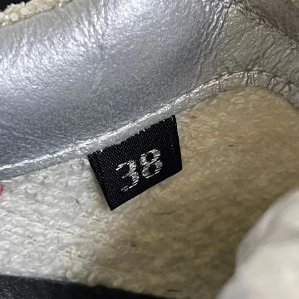 P448 Glitter Colorblock Pattern White Grey Silver Sneakers Low Top Women's 38 EU
